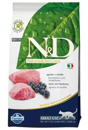 Купить farmina n&d prime беззерновой корм для взрослых кошек (ягнёнок с черникой)