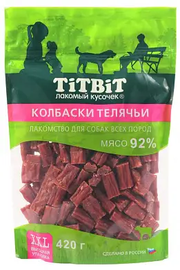 TiTBiT лакомство для собак всех пород колбаски телячьи, выгодная упаковка XXL